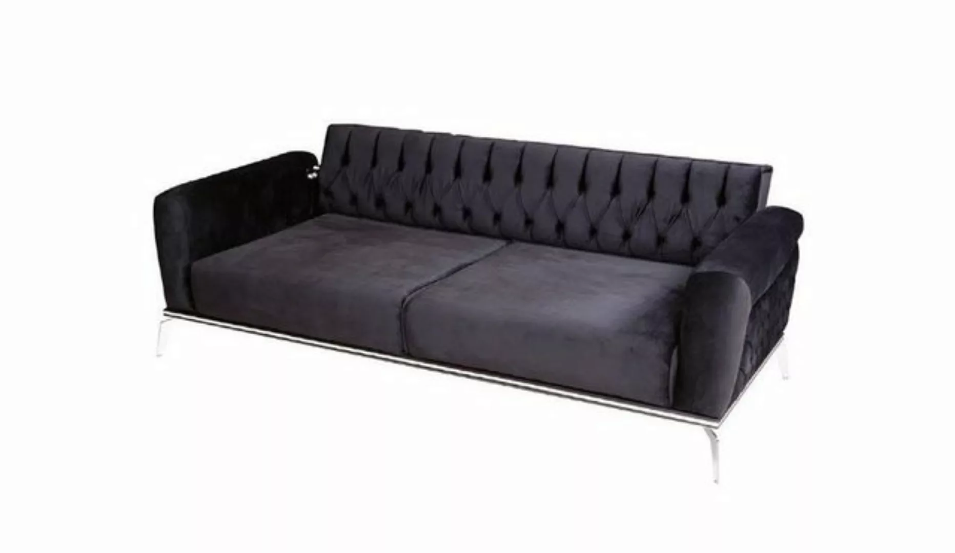 JVmoebel 3-Sitzer Designer Schwarzer 3-Sitzer Luxus Chesterfield Stoffsofa günstig online kaufen