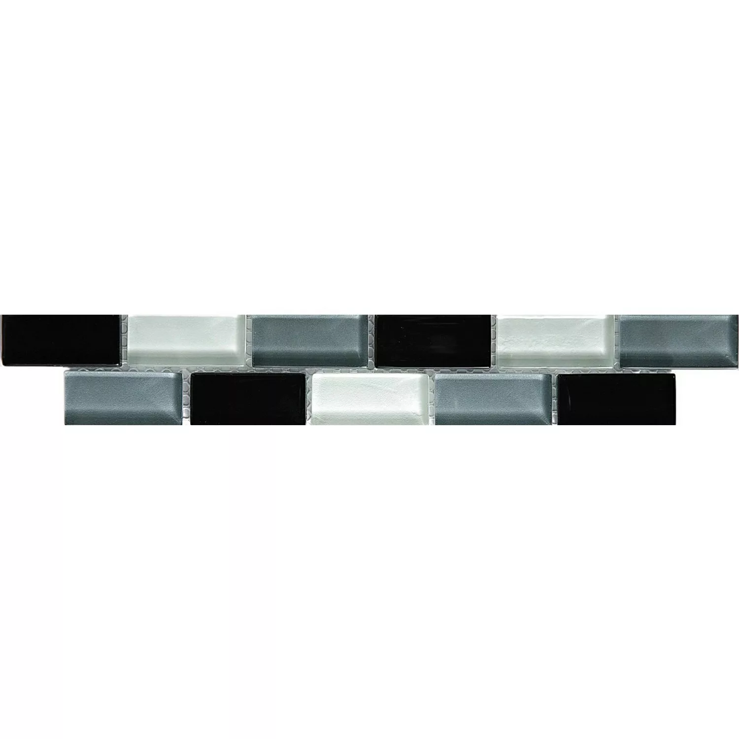 Glasbordüre Brick Schwarz Grau 5 cm x 25 cm günstig online kaufen