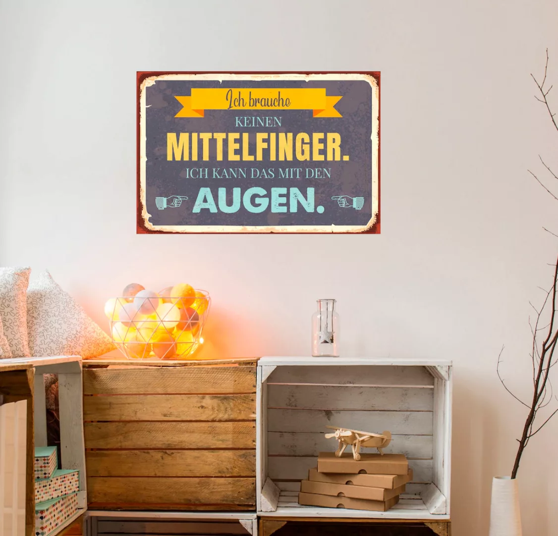 queence Metallbild "Mittelfinger", Schriftzüge, (1 St.), Stahlschilder günstig online kaufen