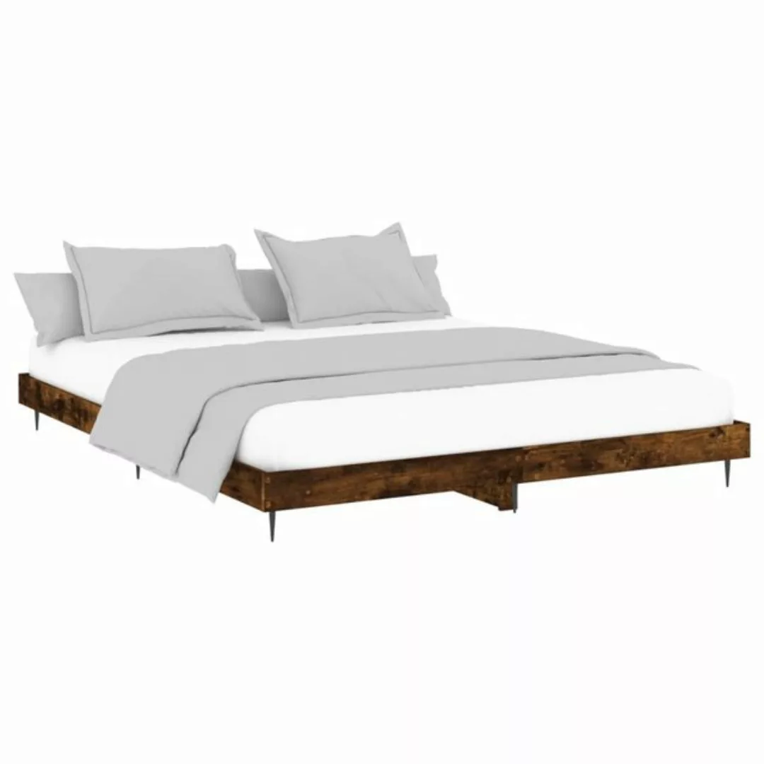 vidaXL Bett Bettgestell ohne Matratze Räuchereiche 120x200 cm Holzwerkstoff günstig online kaufen