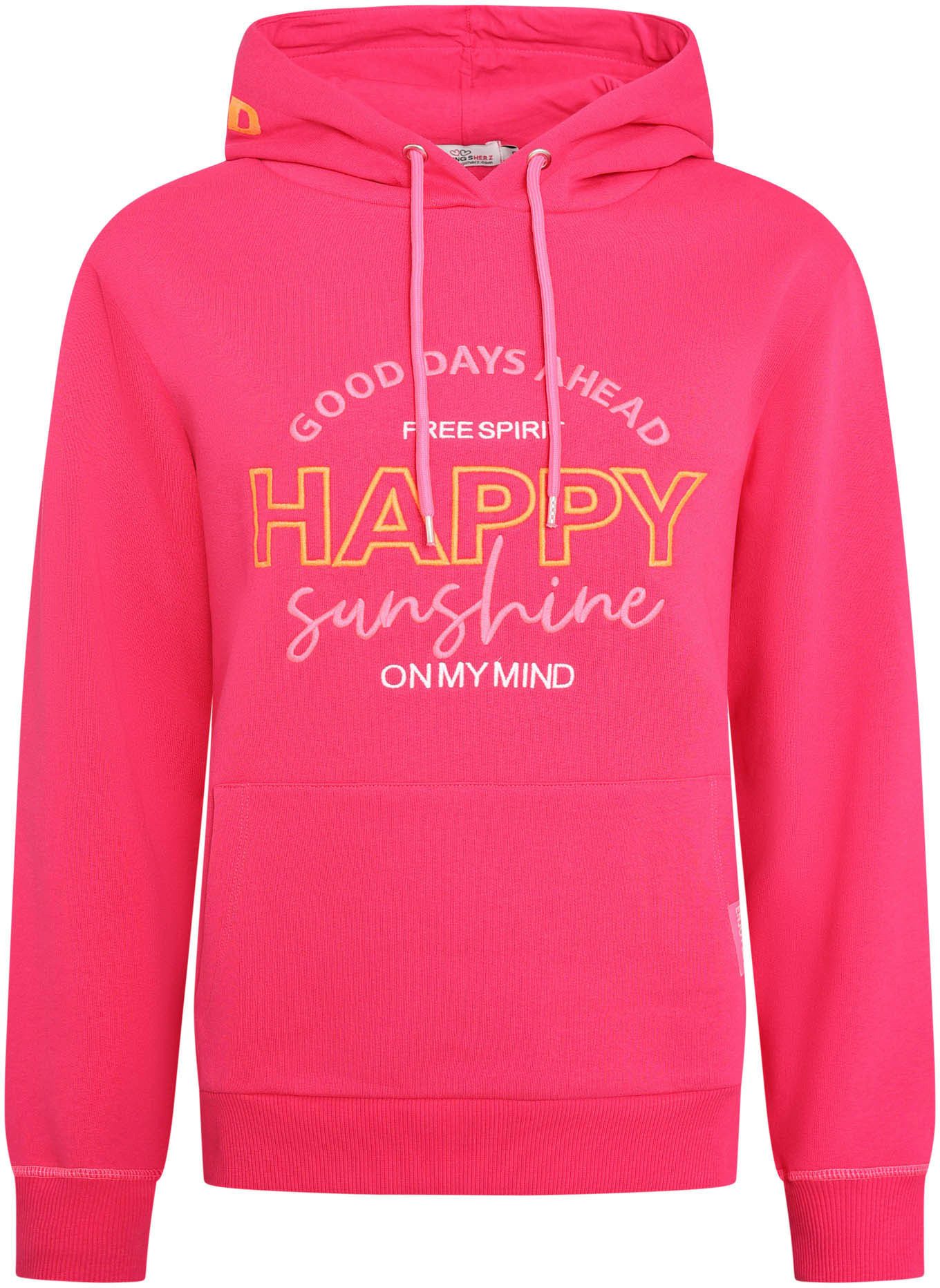 Zwillingsherz Sweatshirt Kapuze, Langarm, Stickerei, Schriftzüge, günstig online kaufen