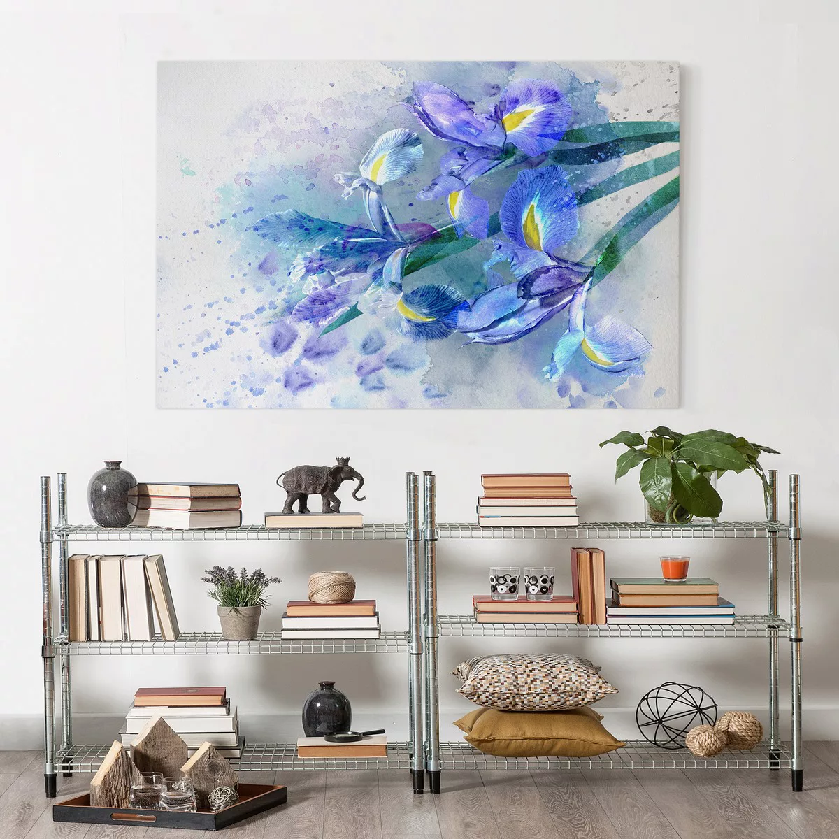 Leinwandbild - Querformat Aquarell Blumen Iris günstig online kaufen