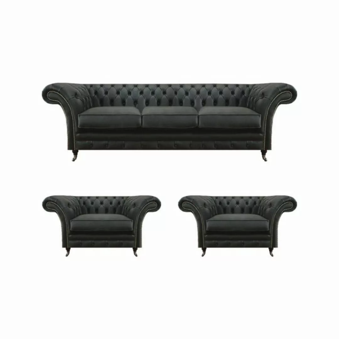 JVmoebel Chesterfield-Sofa Luxus Wohnzimmer Set 3tlg Chesterfield 2x Sessel günstig online kaufen