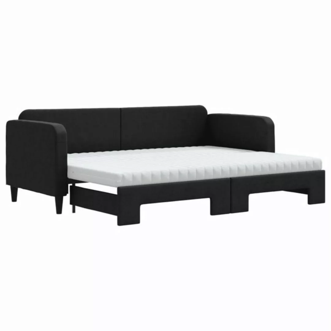 vidaXL Gästebett Gästebett Tagesbett Ausziehbar mit Matratzen Schwarz 80x20 günstig online kaufen