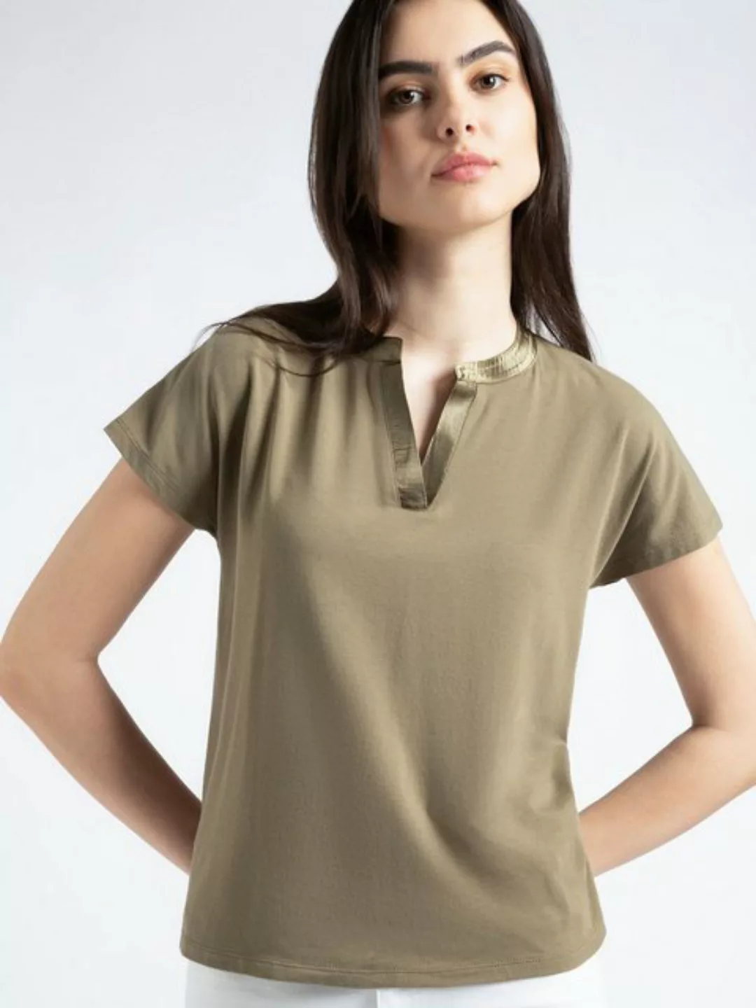 Shirt mit Satinkante, soft reed green, Sommer-Kollektion günstig online kaufen