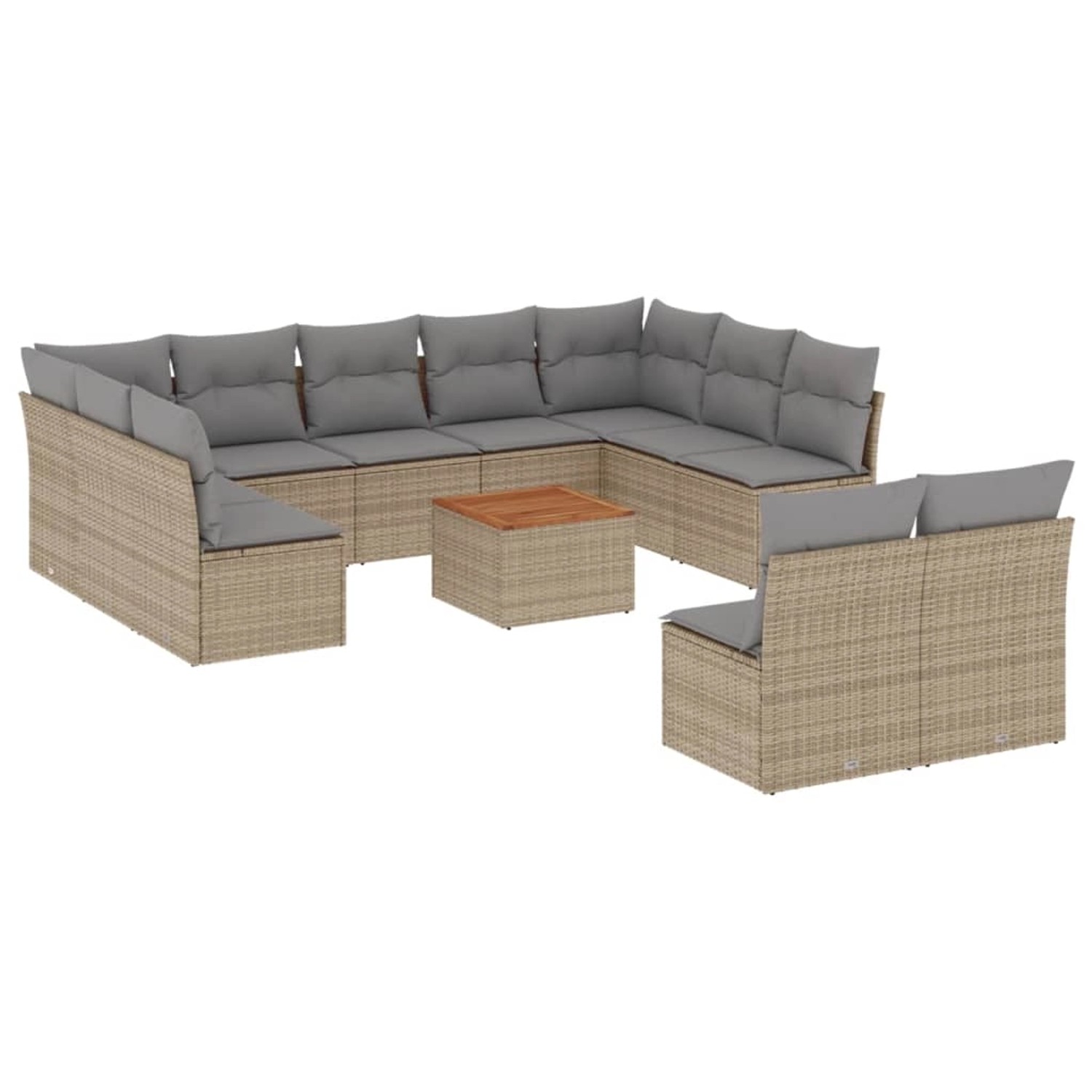 vidaXL 12-Tlg Garten-Sofagarnitur mit Kissen Beige Poly Rattan 3223889 günstig online kaufen