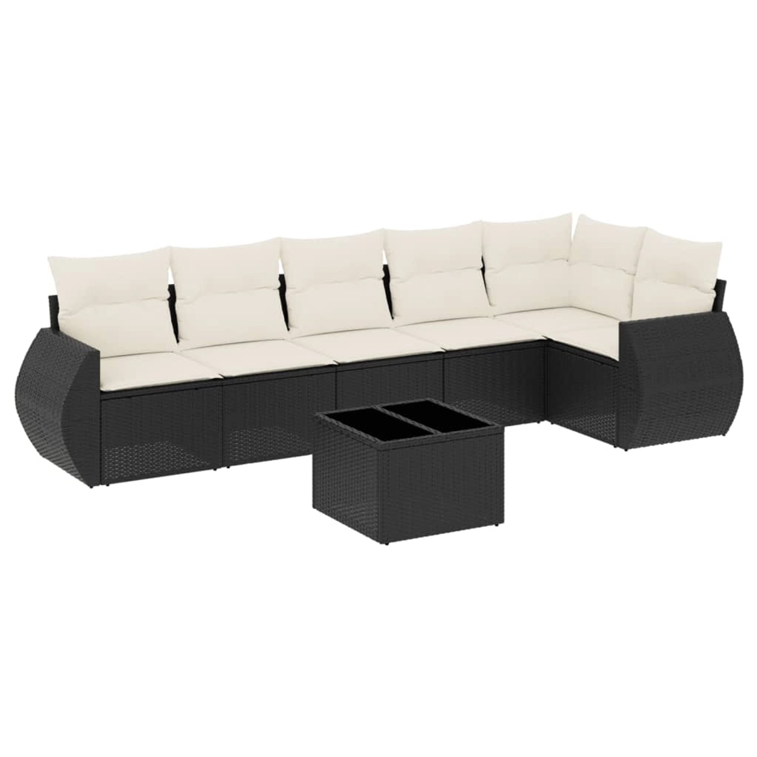 vidaXL 7-Tlg Garten-Sofagarnitur mit Kissen Schwarz Poly Rattan 3221395 günstig online kaufen