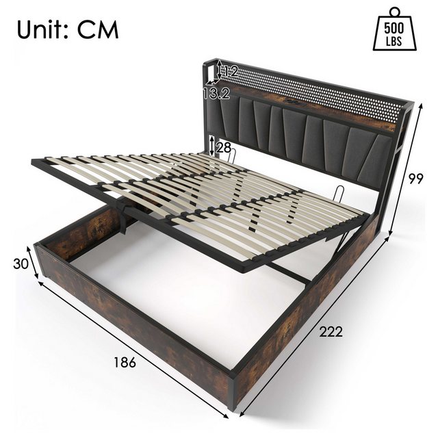 BlingBin Polsterbett Metallbett Lattenrost aus Holz (Doppelbett mit auflade günstig online kaufen