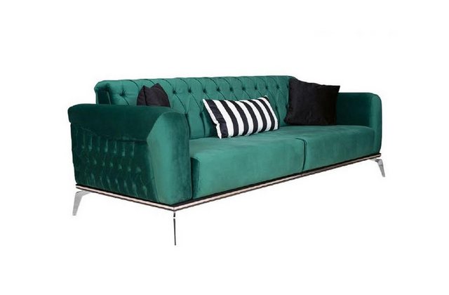 Xlmoebel Sofa Neues grünes Stoffsofa Chesterfield-Design für drei Personen, günstig online kaufen