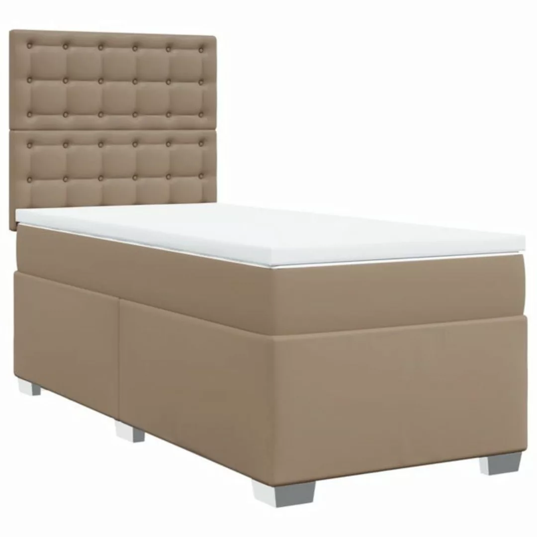 vidaXL Bett Boxspringbett mit Matratze Cappuccino-Braun 80x200cm Kunstleder günstig online kaufen