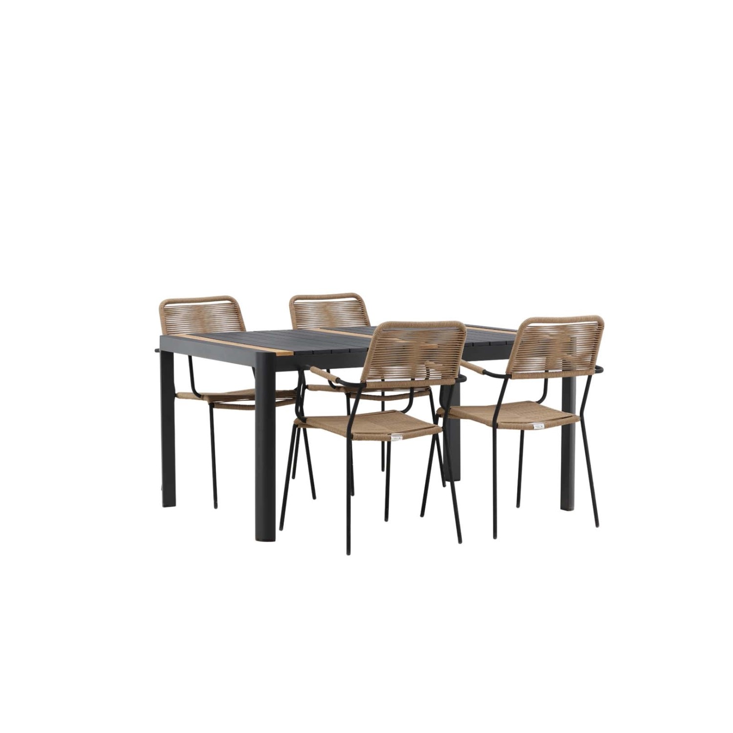 ebuy24 Togo Gartenset Tisch 90x150cm Schwarz 4 Stühle Lindos Braun günstig online kaufen