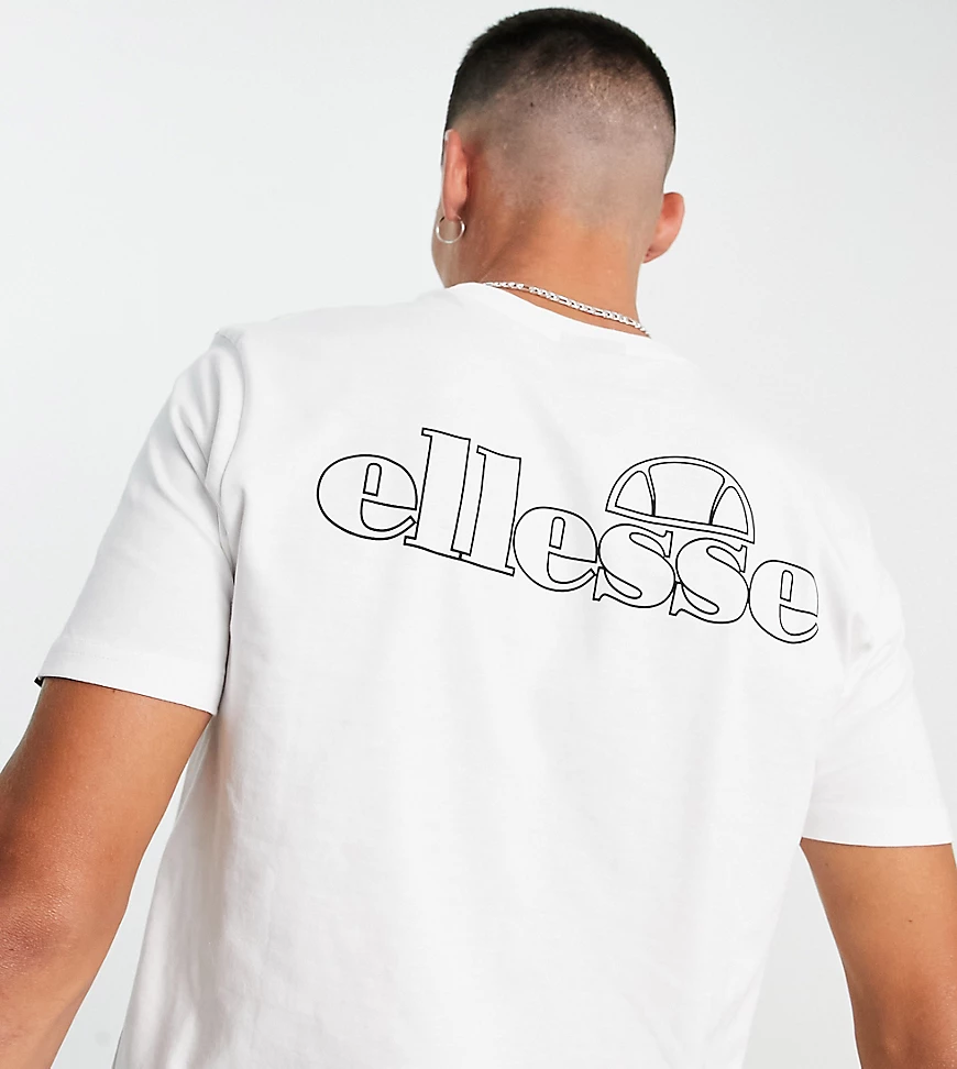 ellesse – T-Shirt in Weiß mit kleinem, mittigem Logo und Logoprint am Rücke günstig online kaufen