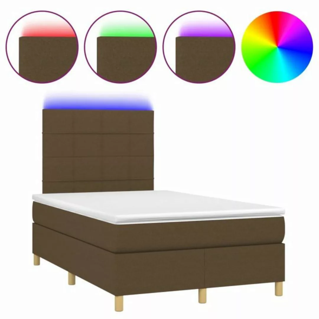 vidaXL Boxspringbett Boxspringbett mit Matratze LED Dunkelbraun 120x200 cm günstig online kaufen