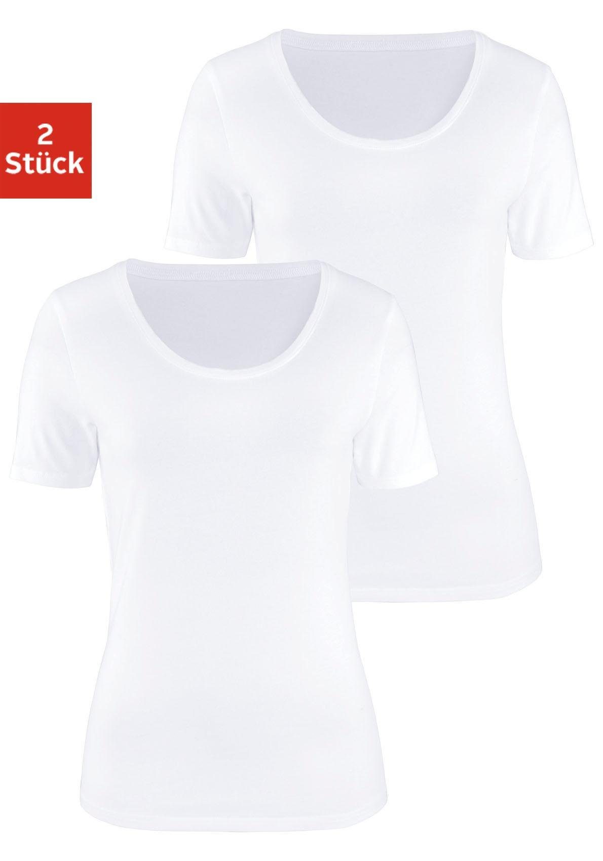 Vivance T-Shirt "aus elastischer Baumwoll-Qualität", (2er-Pack) günstig online kaufen