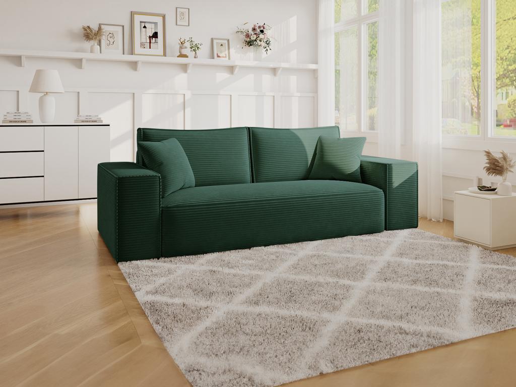 Sofa 4-Sitzer mit Matratze - Cord - Tannengrün - Liegefläche 160 cm - Matra günstig online kaufen