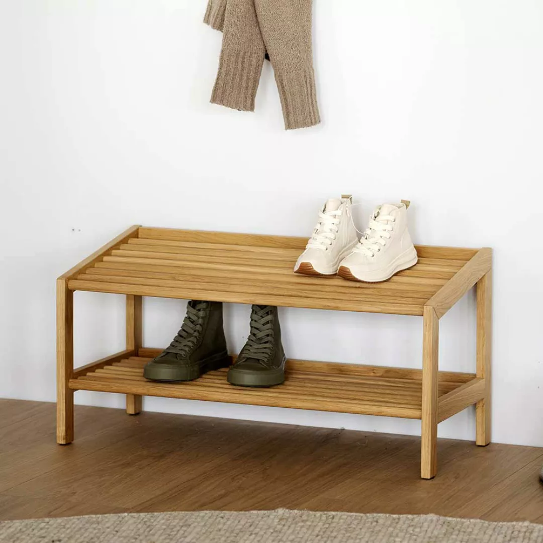 Regal für Schuhe im Skandi Design Eiche Massivholz günstig online kaufen