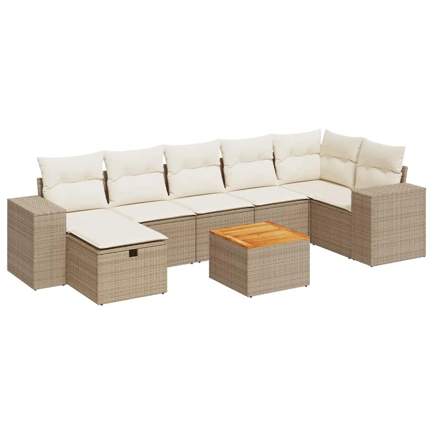 vidaXL 8-Tlg Garten-Sofagarnitur mit Kissen Beige Poly Rattan 3325880 günstig online kaufen