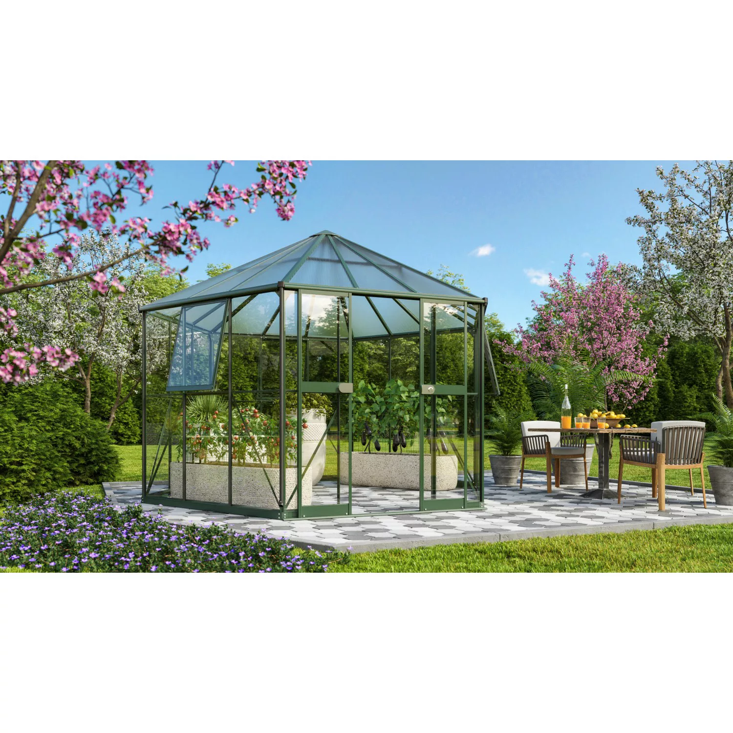 Vitavia Gewächshaus Galaxis 9000 ESG/ HKP Smaragd B 336 cm x T 383 cm günstig online kaufen