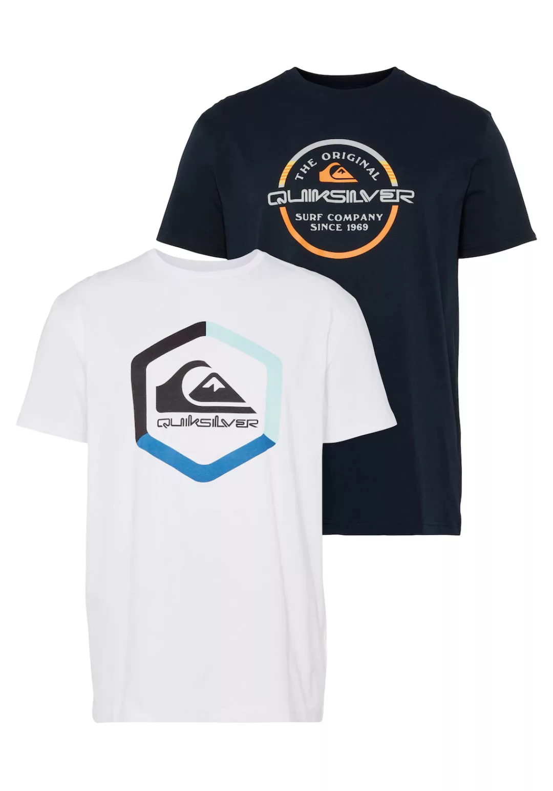 Quiksilver T-Shirt "Herren Doppelpack mit Logodruck", (Packung, 2 tlg., 2er günstig online kaufen