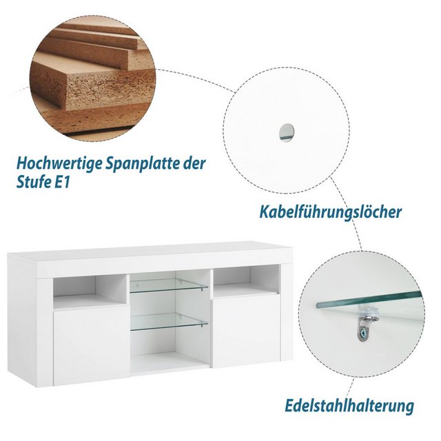 XDOVET TV-Schrank LED-TV-Ständer, TV-Tisch, mit 2 Schränken mit Türen 120*3 günstig online kaufen