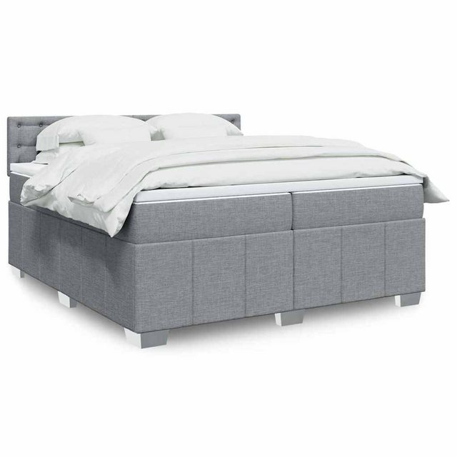 vidaXL Boxspringbett, Boxspringbett mit Matratze Hellgrau 200x200 cm Stoff günstig online kaufen