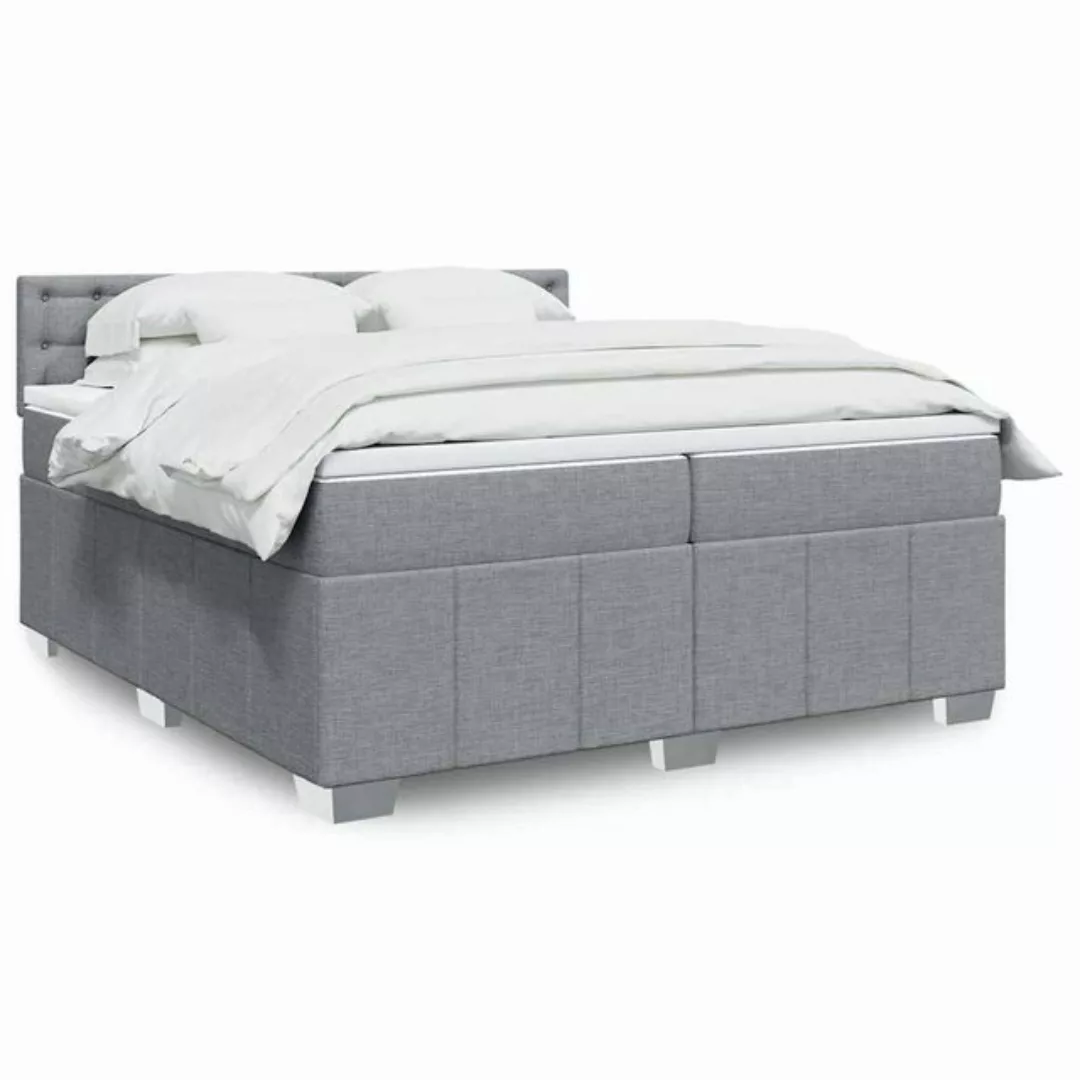 vidaXL Boxspringbett, Boxspringbett mit Matratze Hellgrau 200x200 cm Stoff günstig online kaufen