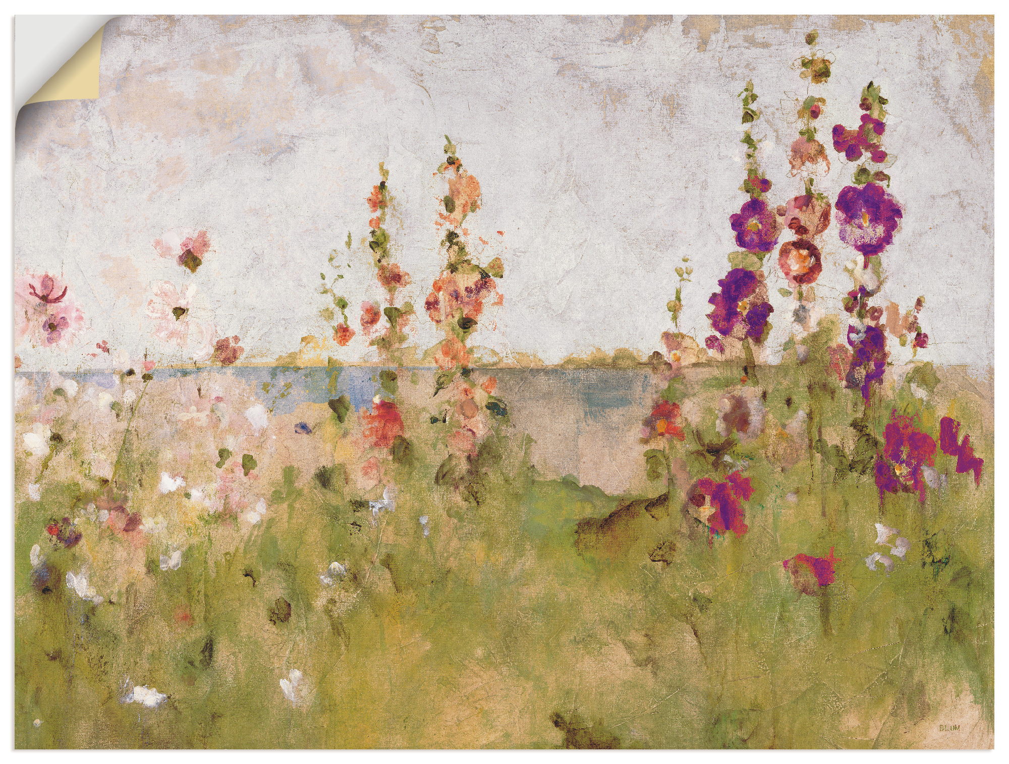 Artland Wandbild "Stockrosen am Meer", Blumen, (1 St.), als Leinwandbild, P günstig online kaufen