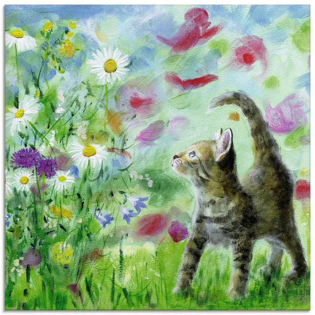 Artland Glasbild "Sommerwiese mit Kätzchen", Haustiere, (1 St.), in verschi günstig online kaufen