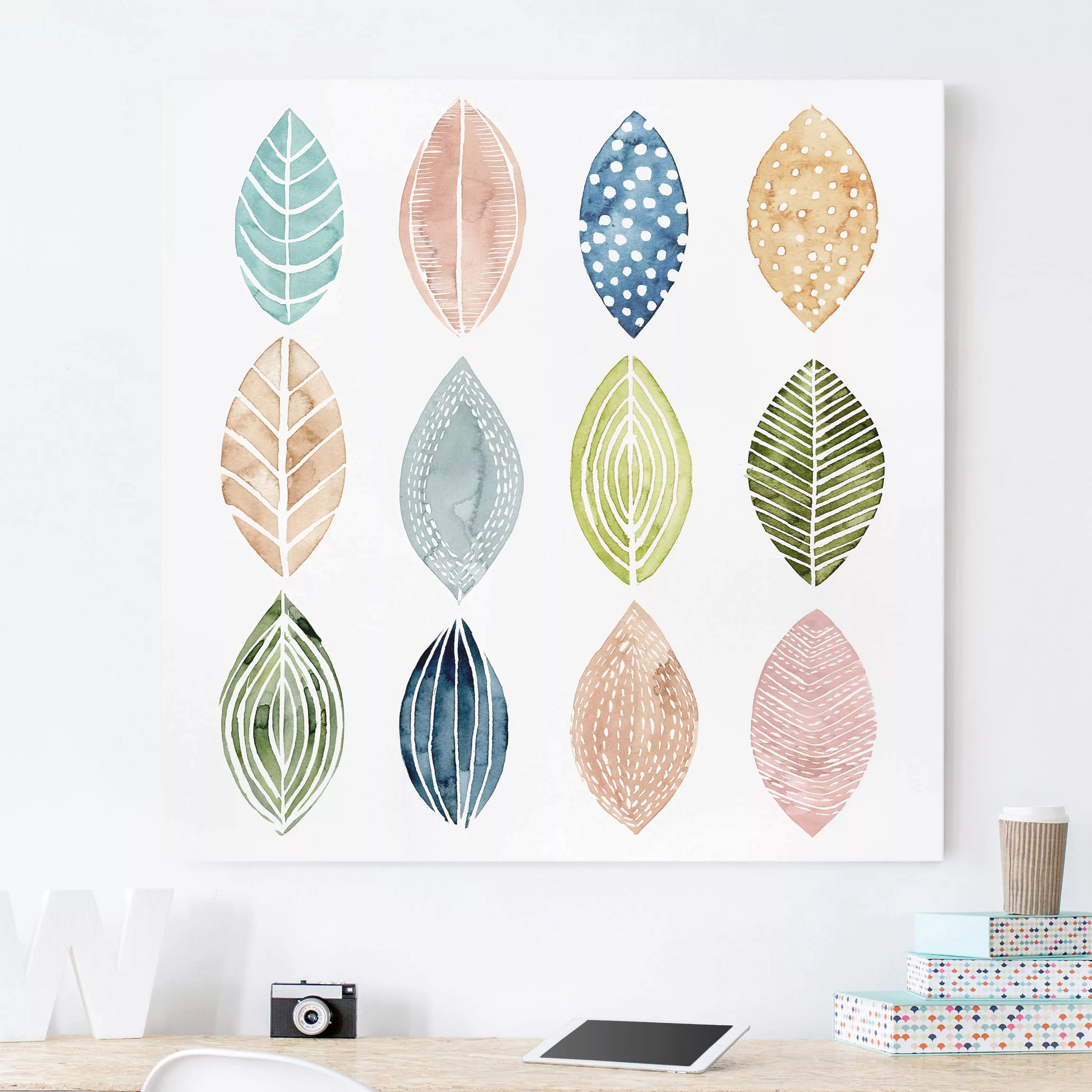 Leinwandbild Muster - Quadrat Gemusterte Blätter I günstig online kaufen