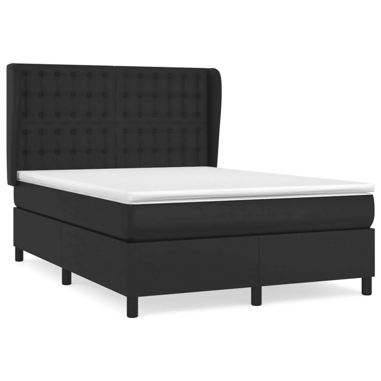 vidaXL Boxspringbett mit Matratze Schwarz 140x200 cm Kunstleder1466729 günstig online kaufen