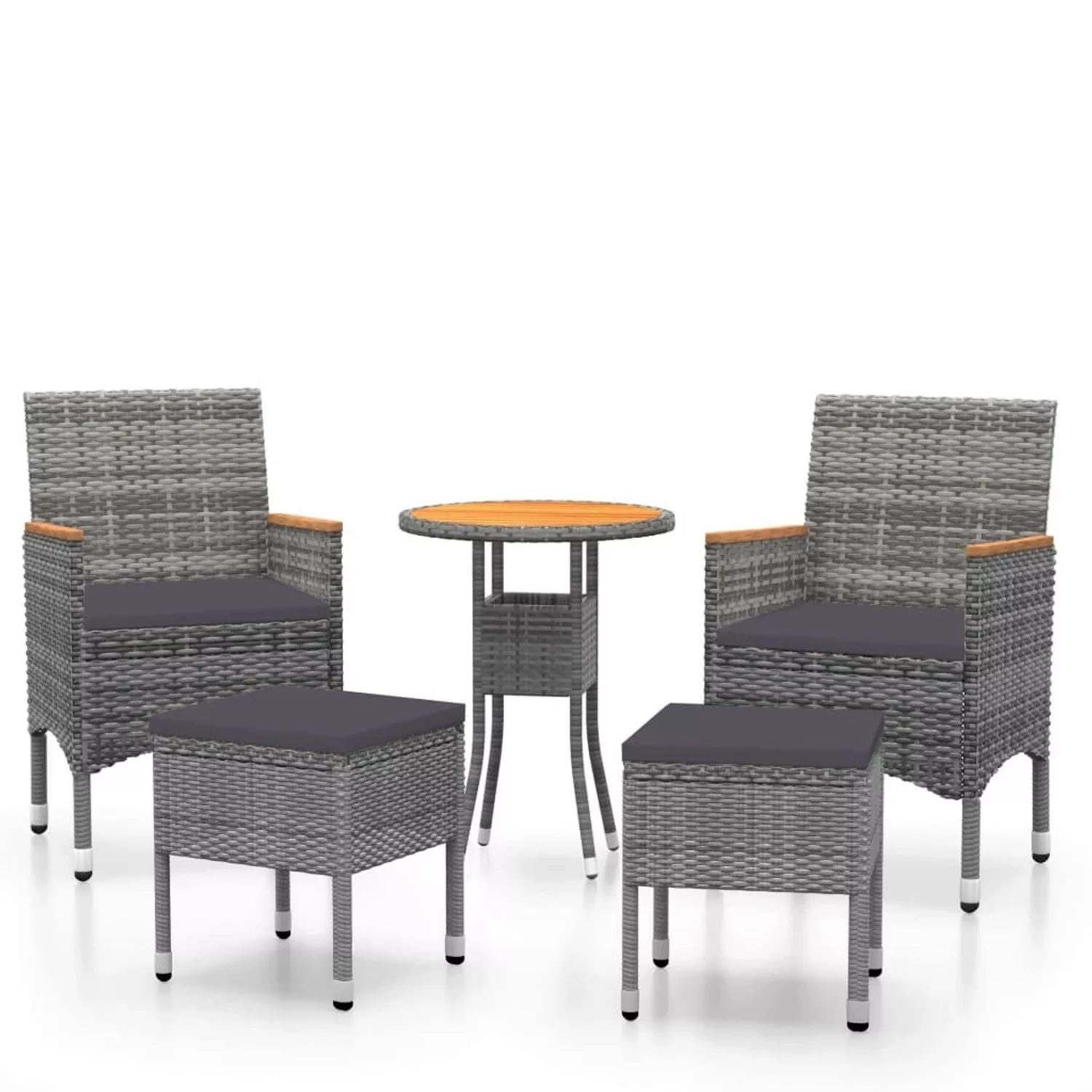 vidaXL 5-tlg Garten-Lounge-Set Poly Rattan Grau Modell 6 günstig online kaufen