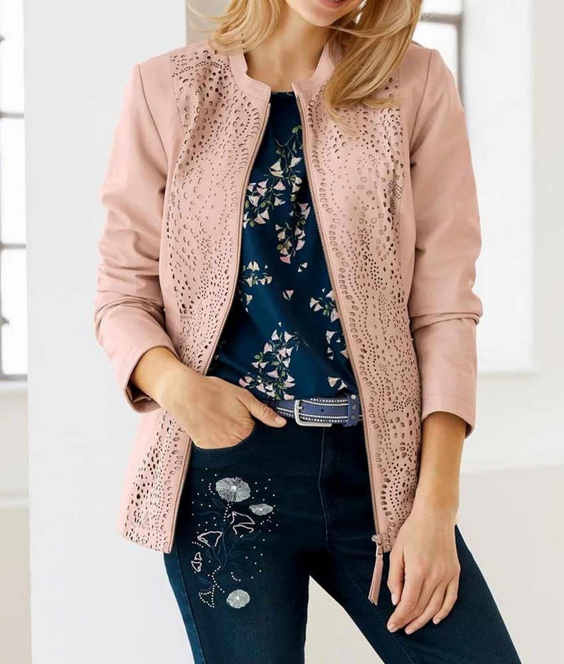 heine Lederjacke LINEA TESINI Damen Lammnappalederjacke m. Cut-Outs, puder günstig online kaufen