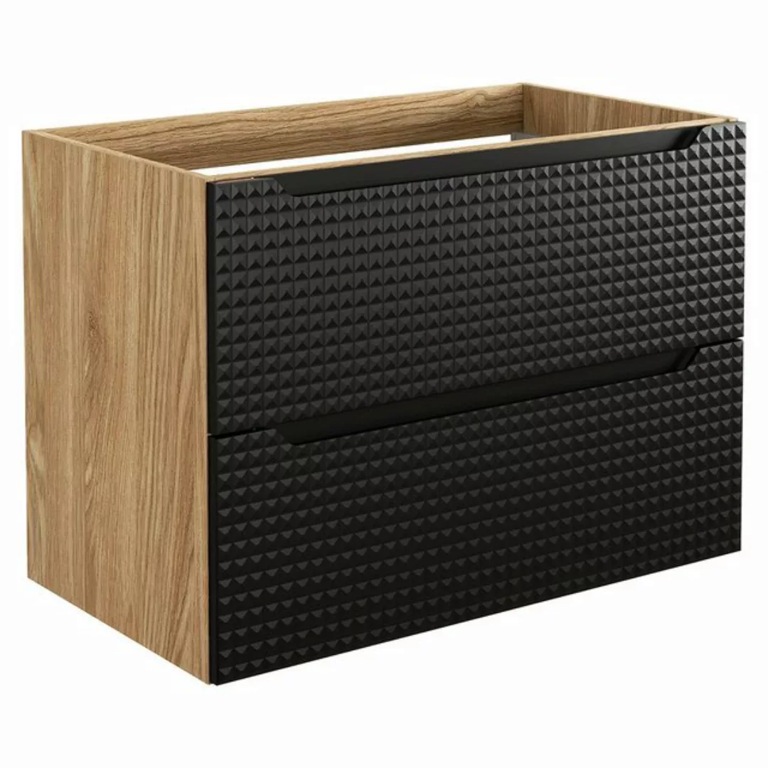 Lomadox Waschbeckenschrank LONDON-56-BLACK in Eiche mit schwarz, 3D-Front, günstig online kaufen