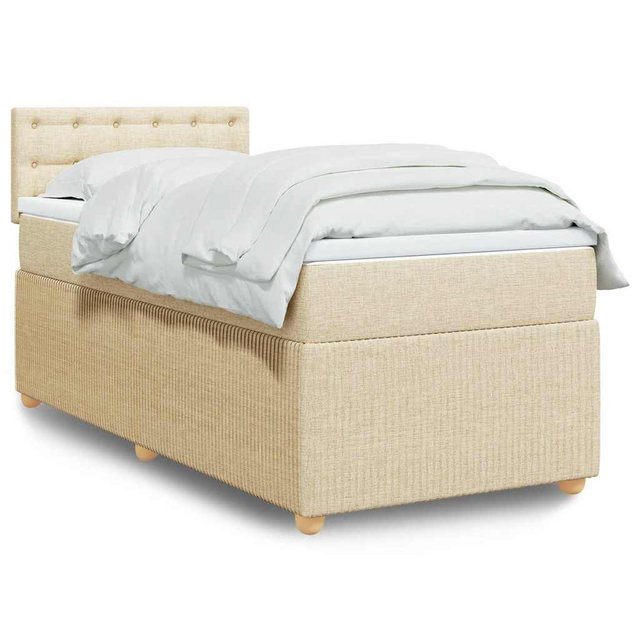 vidaXL Boxspringbett, Boxspringbett mit Matratze Creme 100x200 cm Stoff günstig online kaufen