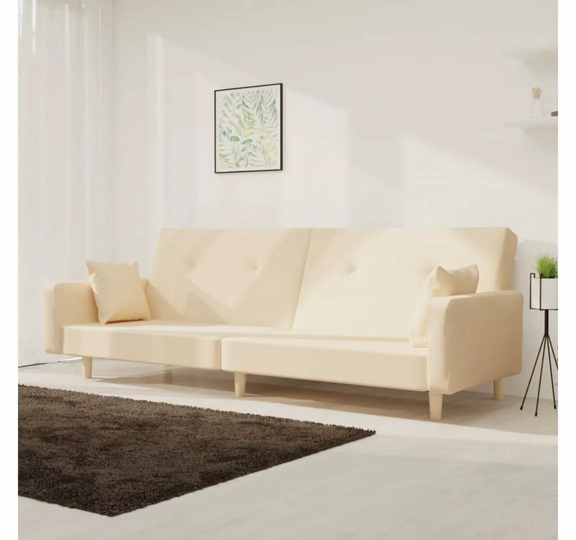 vidaXL Sofa Schlafsofa Sofa mit Schlaffunktion mit 2 Kissen Stoff, Braun günstig online kaufen