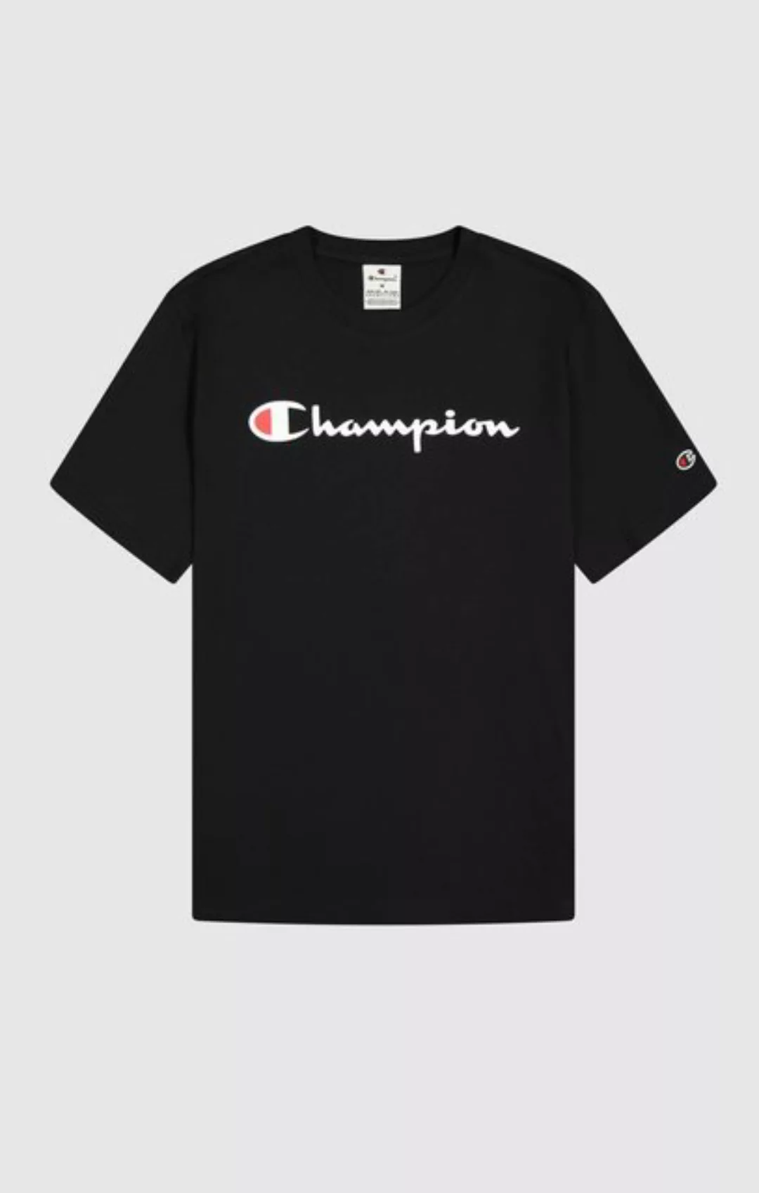 Champion Kurzarmshirt Herren Baumwoll-T-Shirt mit großem Logo - Schwarz günstig online kaufen