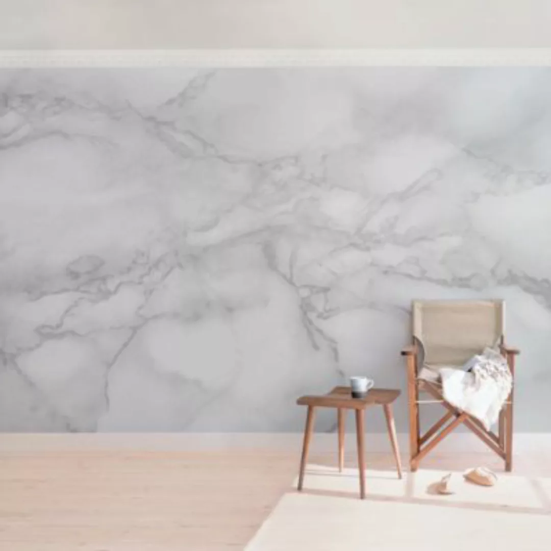 Bilderwelten Marmor Tapete Marmoroptik Schwarz Weiß grau Gr. 384 x 255 günstig online kaufen