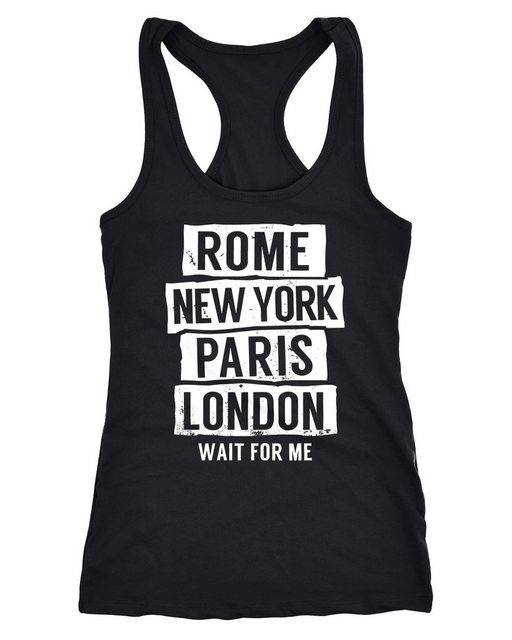 MoonWorks Tanktop Damen Tanktop Rome New York Paris London Wait for me Race günstig online kaufen