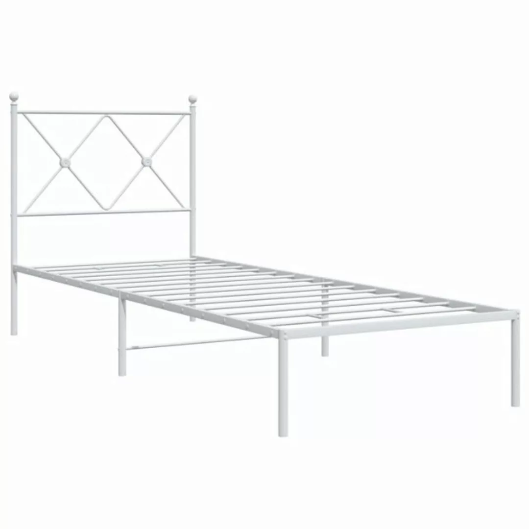 vidaXL Bett Metallbett ohne Matratze mit Kopfteil Weiß 75x190 cm günstig online kaufen