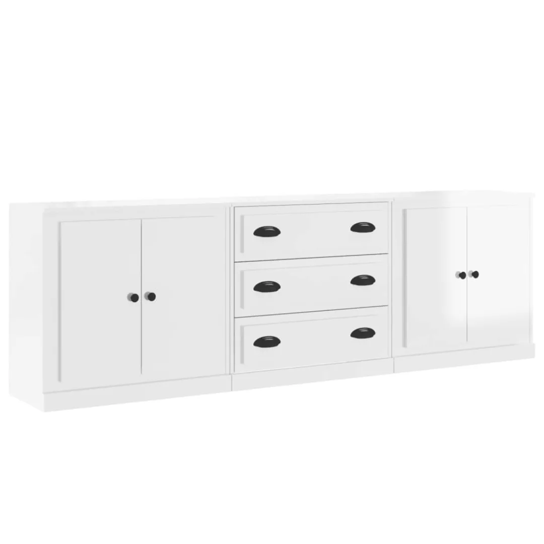 Vidaxl Sideboards 3 Stk. Hochglanz-weiß Holzwerkstoff günstig online kaufen