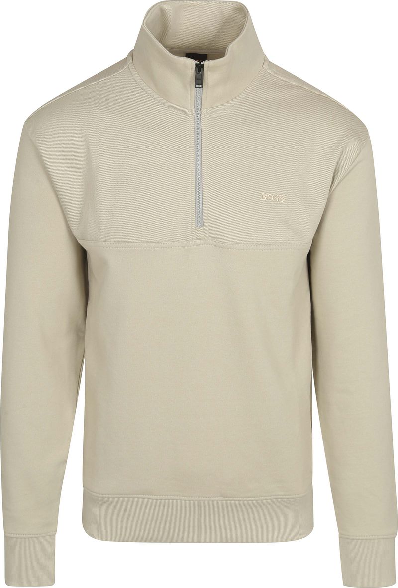 BOSS Courduroy Half Zip Pullover Ecru - Größe XXL günstig online kaufen