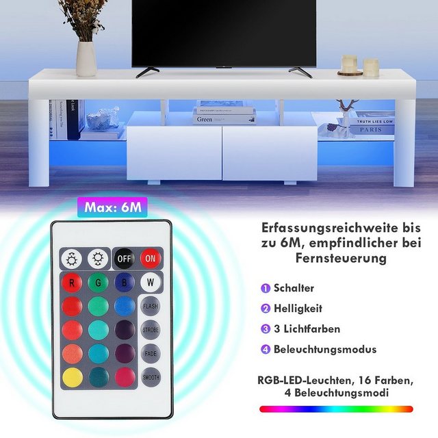 WILGOON TV-Schrank TV-Schrank mit LED-Leuchten, 160x36x45 cm TV Lowboard mi günstig online kaufen