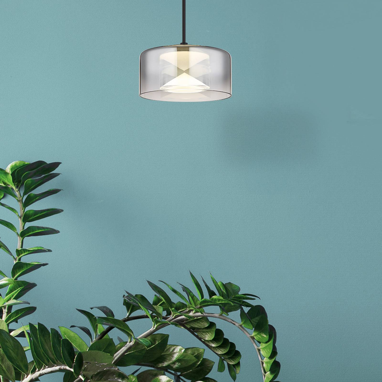 LED-Hängeleuchte Belinda, Ø 15 cm, rauchgrau, Glas günstig online kaufen