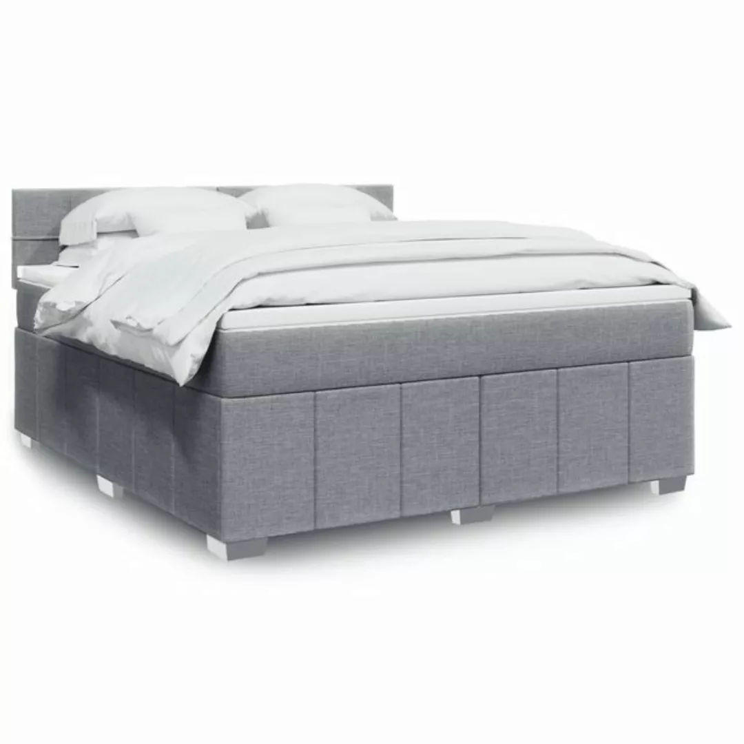 vidaXL Boxspringbett, Boxspringbett mit Matratze Hellgrau 180x200 cm Stoff günstig online kaufen