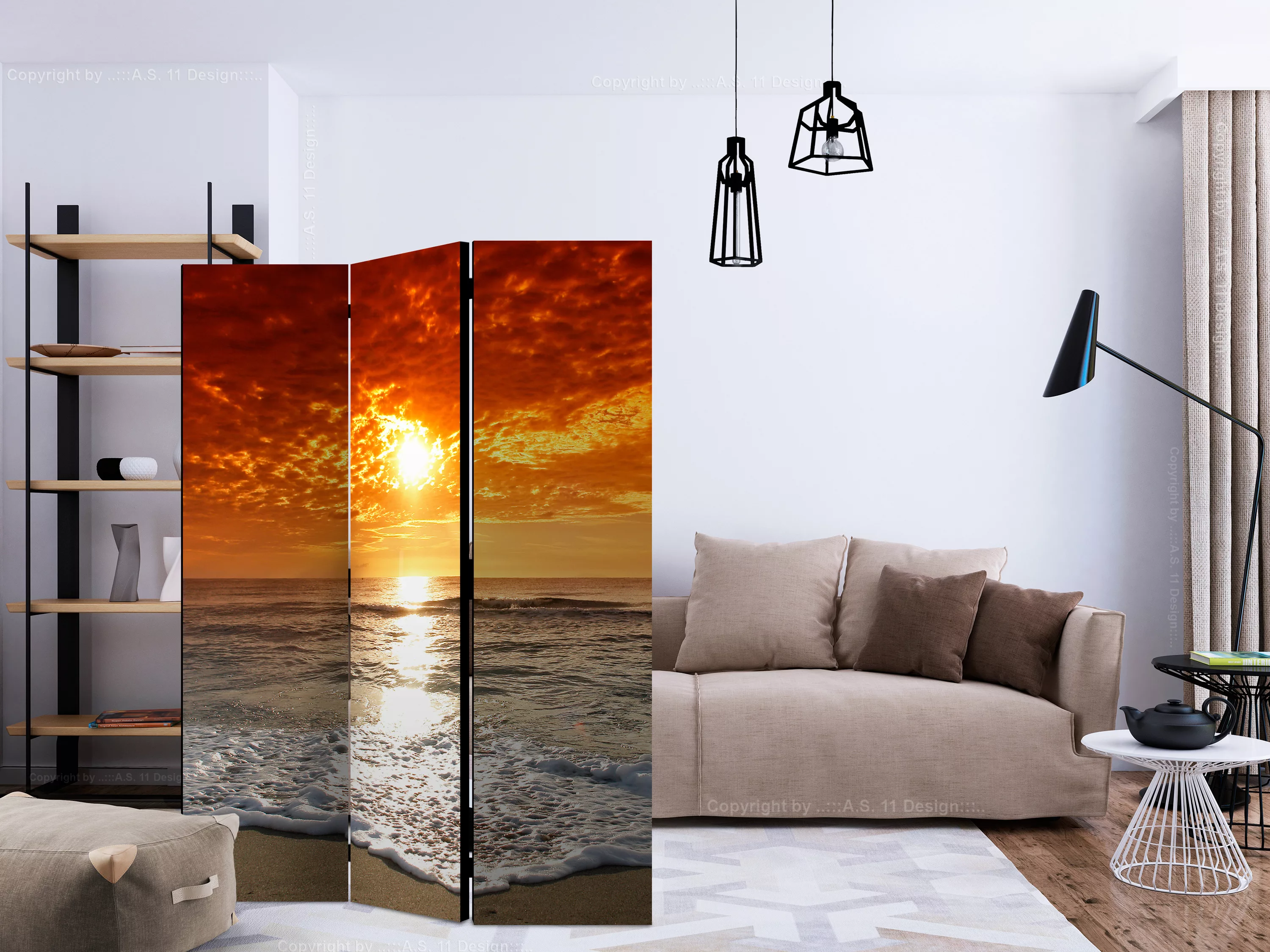3-teiliges Paravent - Marvelous Sunset [room Dividers] günstig online kaufen