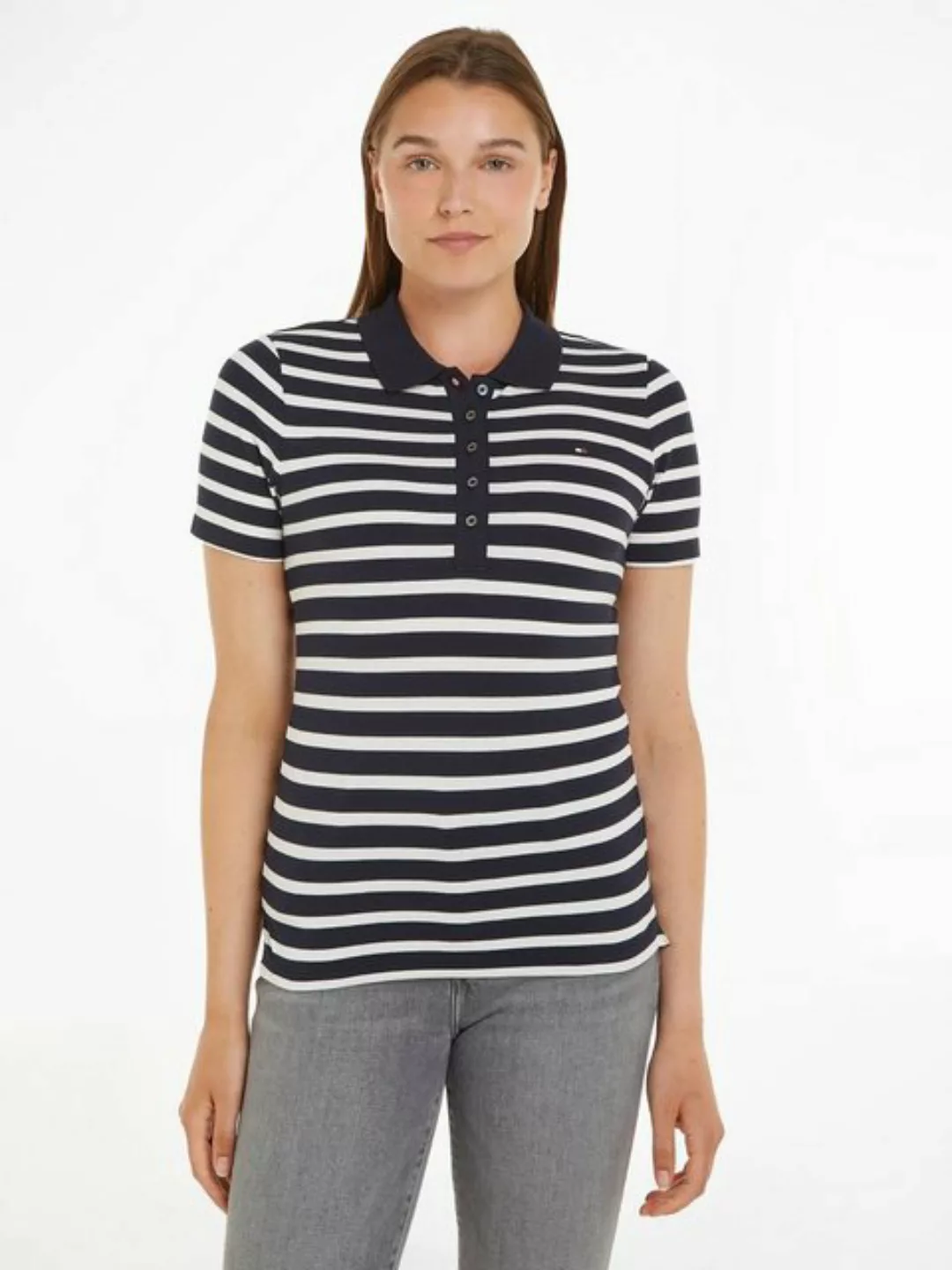 Tommy Hilfiger Poloshirt "1985 SLIM PIQUE STRIPE POLO SS", mit dezenter Tom günstig online kaufen