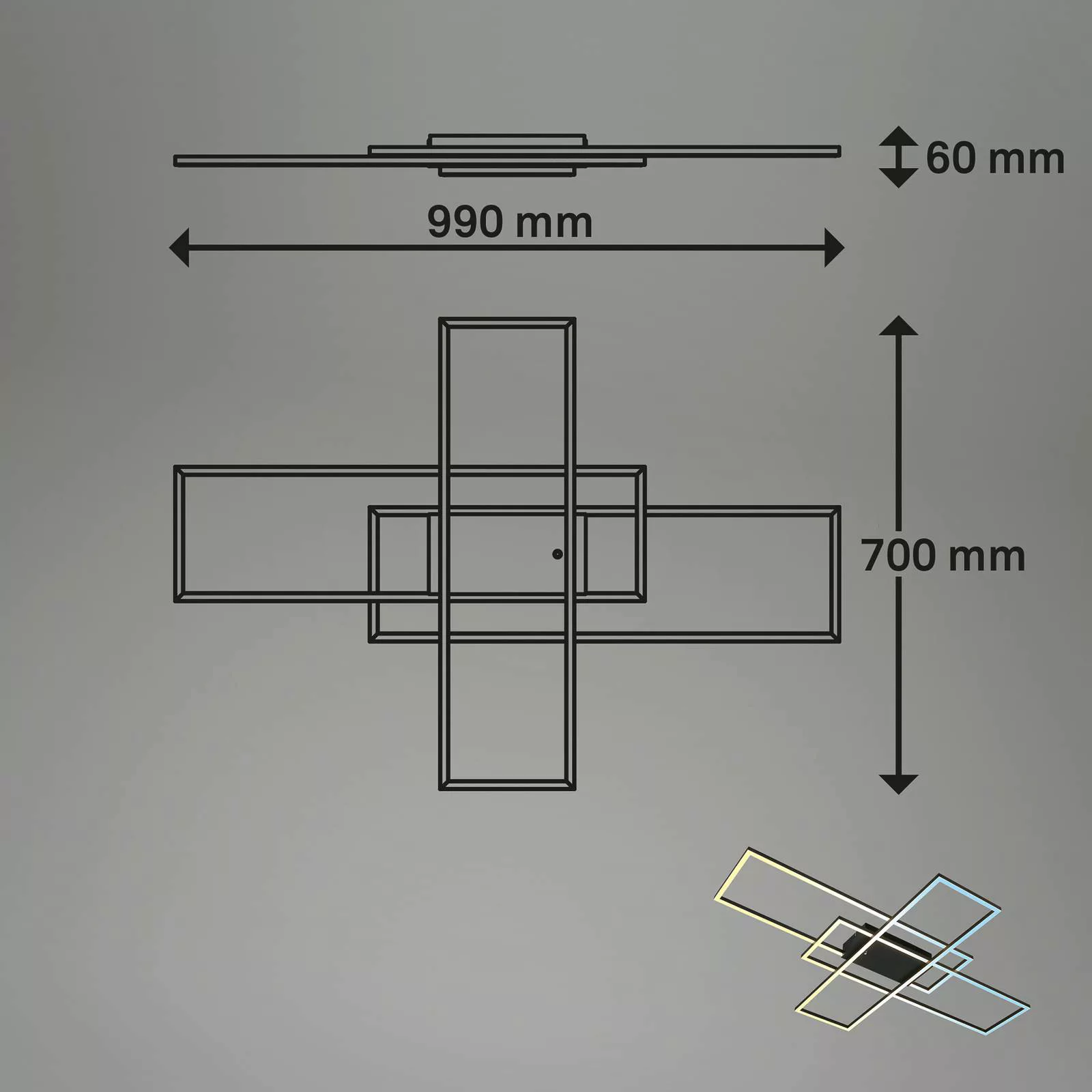 LED-Deckenlampe Roami, 104x71cm, schwarz, CCT, Fernbedienung günstig online kaufen