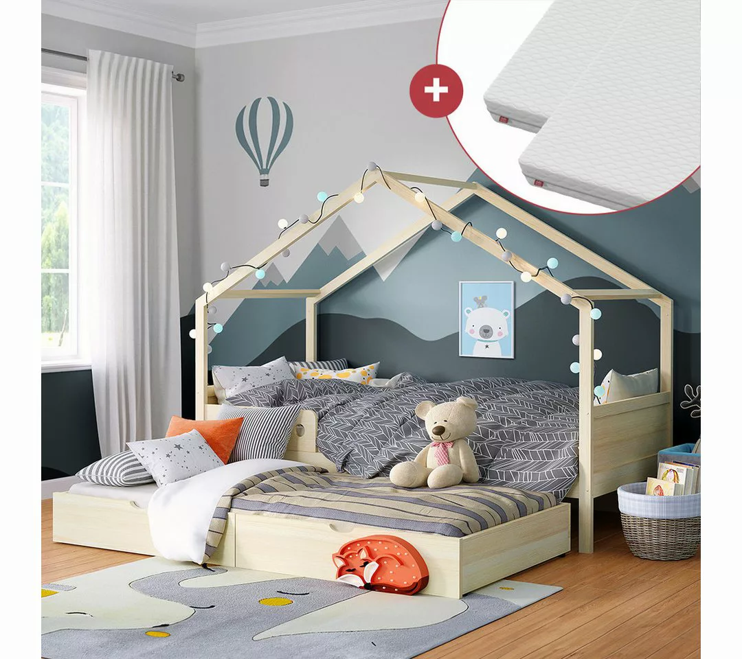 Bellabino Hausbett Bela (Kinderbett 90x200 cm, mit Gästebett 90x190 cm und günstig online kaufen