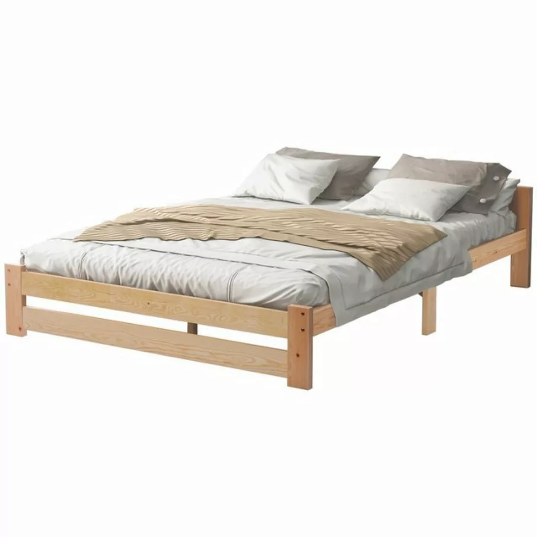 OKWISH Massivholzbett Massivholzbett, Futonbett Massivholz Natur Bett aus ( günstig online kaufen