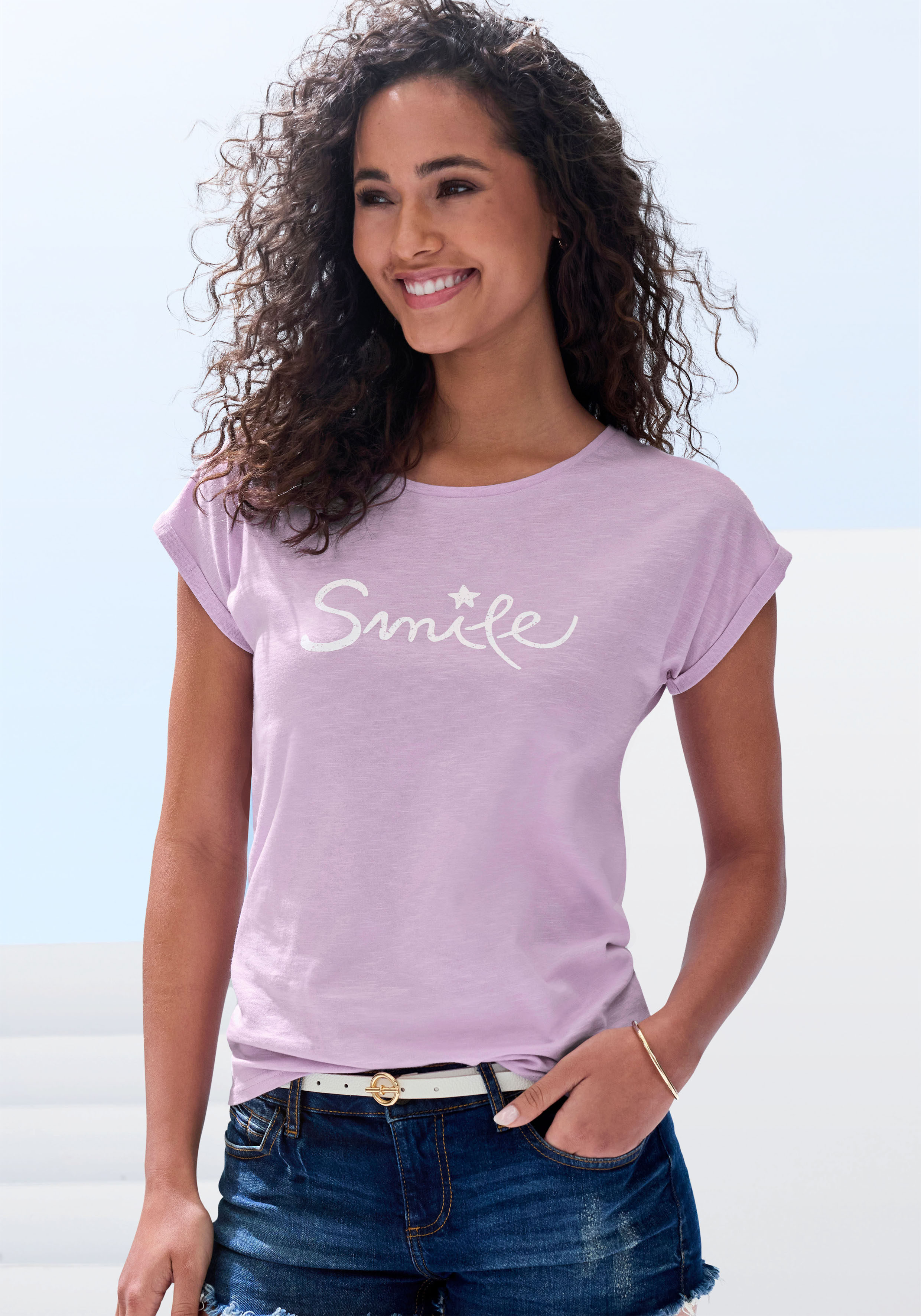 Beachtime T-Shirt "mit Frontdruck "Smile"", aus weicher Baumwoll-Qualität günstig online kaufen